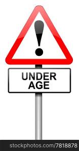 Illustration depicting a road traffic sign with an under age concept. White background.