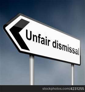Illustration depicting a road traffic sign with an unfair dismissal cost concept. Dark sky background.