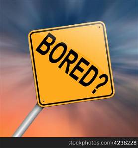 Illustration depicting a roadsign with a bored concept. Abstract background.