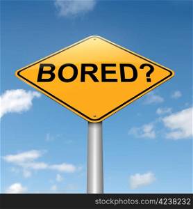 Illustration depicting a roadsign with a bored concept. Sky background.