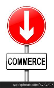 Illustration depicting a roadsign with a commerce concept. White background.