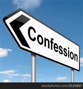 Illustration depicting a roadsign with a confession concept. sky background.