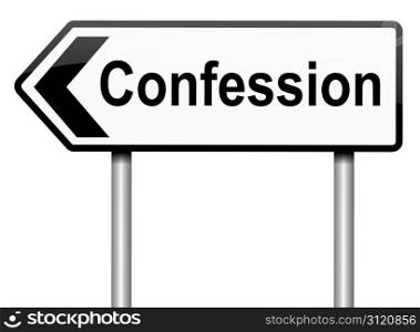 Illustration depicting a roadsign with a confession concept. White background.