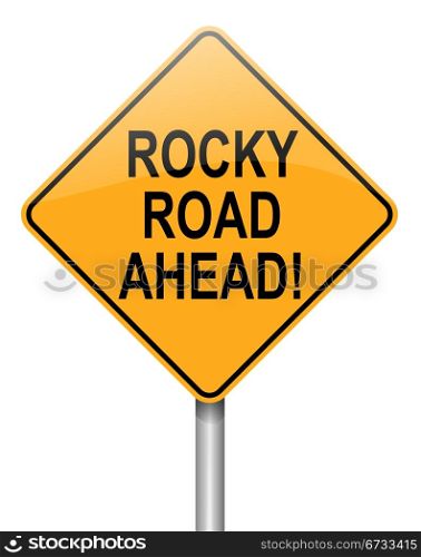 Illustration depicting a roadsign with a difficulty concept. White background.
