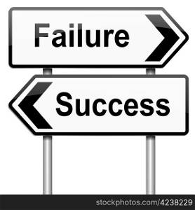 Illustration depicting a roadsign with a failure or success concept. White background.