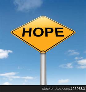 Illustration depicting a roadsign with a hope concept. Sky background.