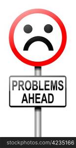 Illustration depicting a roadsign with a problem concept. White background.