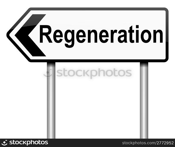 Illustration depicting a roadsign with a regeneration concept. White background.