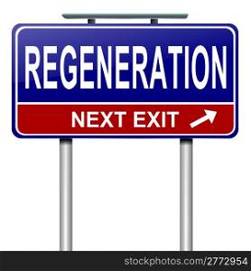 Illustration depicting a roadsign with a regeneration concept. White background.