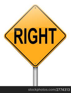 Illustration depicting a roadsign with a right concept. White background.