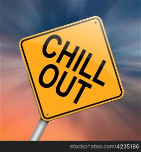 Illustration depicting a roadsign with a &rsquo;chill out&rsquo; concept. Abstract background.