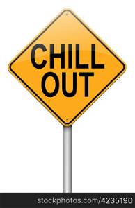 Illustration depicting a roadsign with a &rsquo;chill out&rsquo; concept. White background.