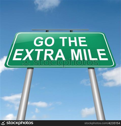 Illustration depicting a roadsign with a &rsquo;go the extra mile&rsquo; concept. Sky background.