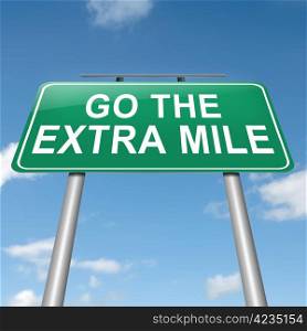 Illustration depicting a roadsign with a &rsquo;go the extra mile&rsquo; concept. Sky background.