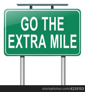 Illustration depicting a roadsign with a &rsquo;go the extra mile&rsquo; concept. White background.