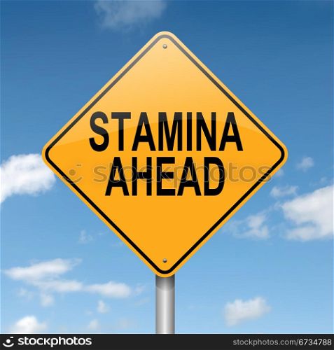 Illustration depicting a roadsign with a stamina concept. Blue sky background.