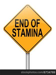 Illustration depicting a roadsign with an end of stamina concept. White background.