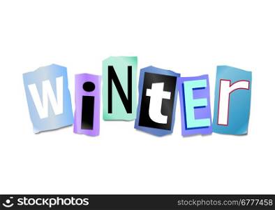 Illustration depicting a set of cut out letters formed to arrange the word Winter.