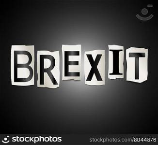 Illustration depicting a set of cut out printed letters arranged to form the word Brexit.