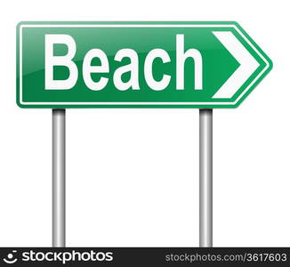 Illustration depicting a sign directing to the beach.