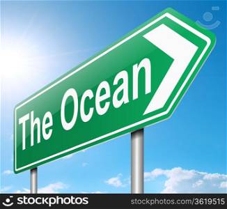 Illustration depicting a sign directing to the ocean.