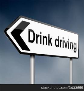illustration depicting a sign post with directional arrow containing a drink driving concept. Blurred background.