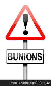 Illustration depicting a sign with a bunions concept.