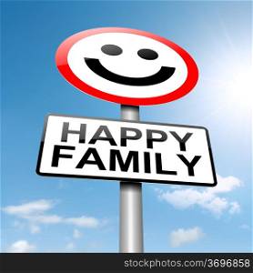 Illustration depicting a sign with a happy family concept.