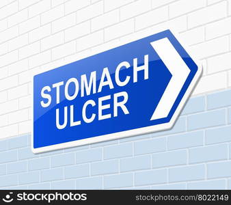 Illustration depicting a sign with a stomach ulcer concept.