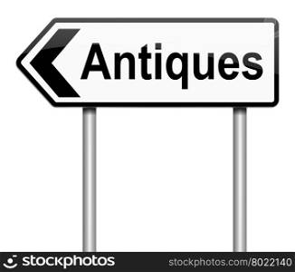 Illustration depicting a sign with an antiques concept.