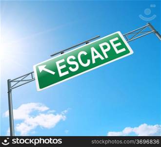 Illustration depicting a sign with an escape concept.