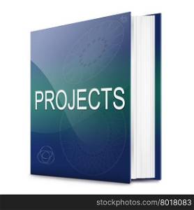 Illustration depicting a text book with a projects concept title. White background.