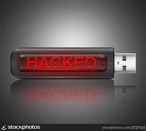 Illustration depicting a usb flash drive with a hacked concept.