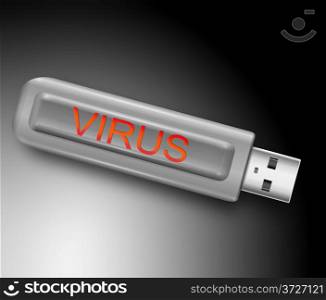 Illustration depicting a usb flash drive with a virus concept.