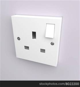 Illustration depicting a wall mounted electrical plug socket.