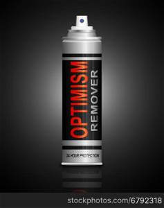 Illustration depicting an aerosol can with an optimism remover concept.