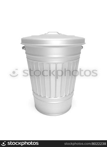 Illustration depicting an aluminium bin arranged over white.