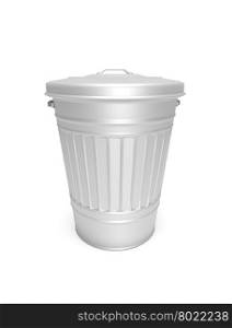 Illustration depicting an aluminium bin arranged over white.