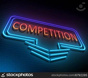 Illustration depicting an illuminated neon sign with a competition concept.