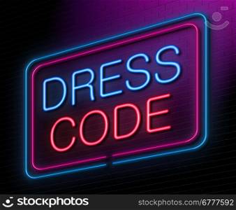 Illustration depicting an illuminated neon sign with a dress code concept.