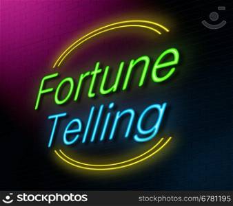 Illustration depicting an illuminated neon sign with a fortune teller concept.
