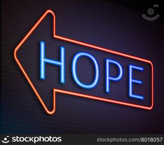 Illustration depicting an illuminated neon sign with a hope concept.