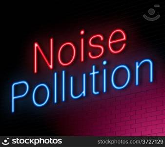Illustration depicting an illuminated neon sign with a noise pollution concept.