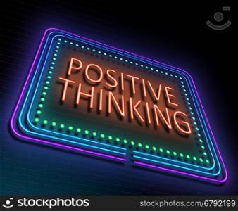 Illustration depicting an illuminated neon sign with a positive thinking concept.