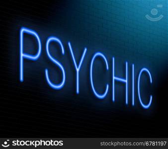 Illustration depicting an illuminated neon sign with a psychic concept.