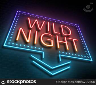 Illustration depicting an illuminated neon sign with a wild night concept.