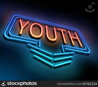 Illustration depicting an illuminated neon sign with a youth concept.
