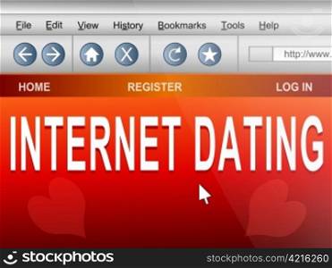 Illustration depicting computer screen shot of an internet browser with an internet dating concept.