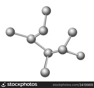 Illustration depicting molecular structure concept against white.