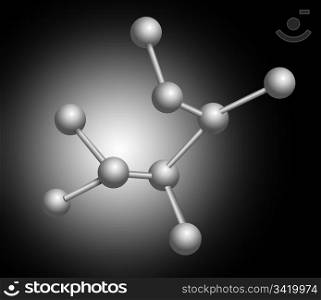 Illustration depicting molecular structure concept with black and grey background.
